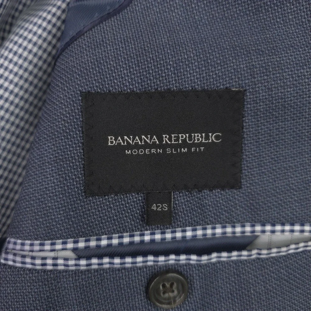 Banana Republic Blazer Mens 42S Blue Marzotto Wool Modern Slim Sport Coat